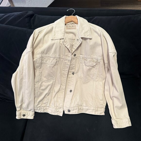 Free People Opal Swing Denim Jacket Bright Ecru / Cream White Small - Picture 4 of 6